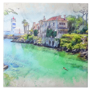 Cooling off in Cascais, Portugal Tile