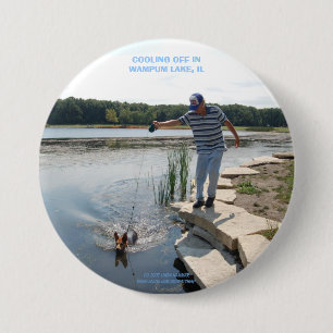COOLING OFF IN WAMPUM LAKE, IL 3 INCH ROUND BUTTON