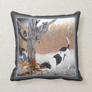 Coon Dogs Tree Two Coons Throw Pillow