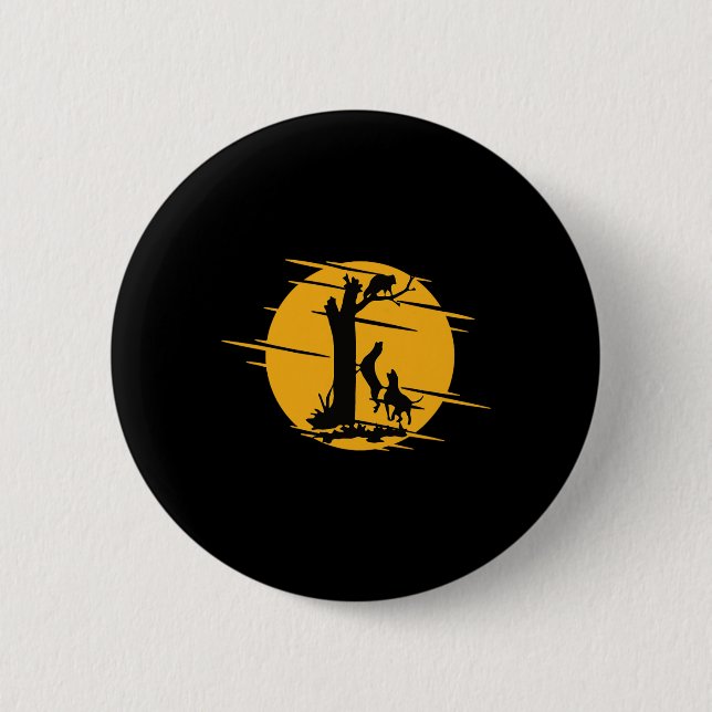 Coon Hound Dog Treeing A Raccoon Howling - Fun Coo 2 Inch Round Button (Front)