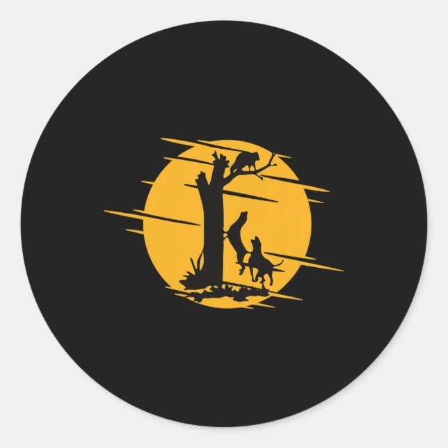 Coon Hound Dog Treeing A Raccoon Howling - Fun Coo Classic Round Sticker (Front)