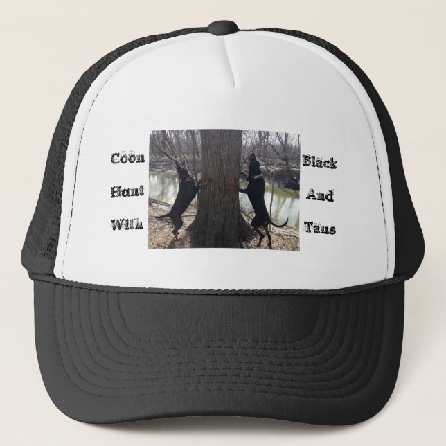 Coon hunt with black and tans hat w photo (Front)