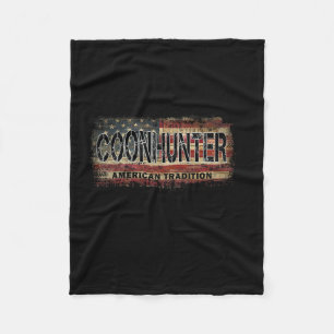 Coon Hunter American Flag Vintage Style Coon Hunti Fleece Blanket