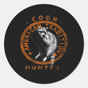 Coon Hunter American Patriotic Raccoon Hunting Tra Classic Round Sticker