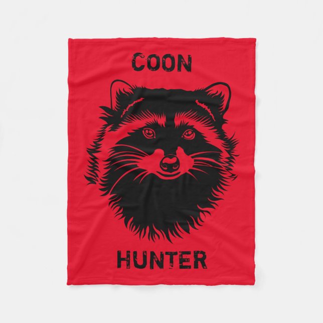 Coon Hunter with Raccoon Fleece Blanket (Front)