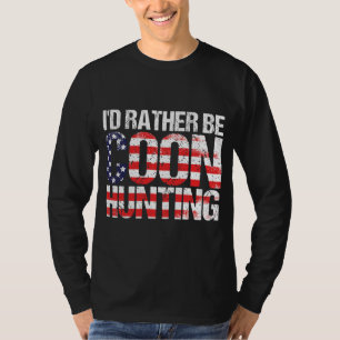 Coon Hunting American Flag Funny Raccoon Hunting T-Shirt