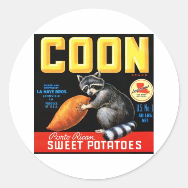 Coon Sweet Potatoes Classic Round Sticker (Front)