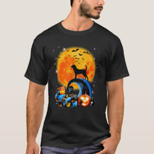 Coonhound And Yellow Moon Halloween Funny Dog Love T-Shirt