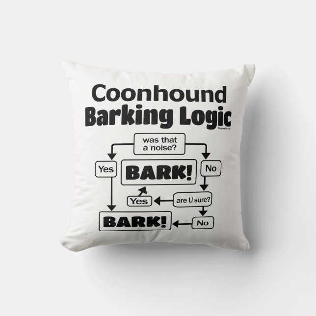 Coonhound Barking Logic Throw Pillow (Front)