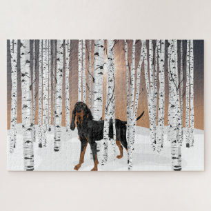 Coonhound Birch Forest Jigsaw Puzzle