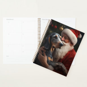 Coonhound Bluetick avec Noël au Père Noël