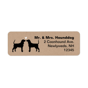 Coonhound Chig Silhouettes with Heart Address
