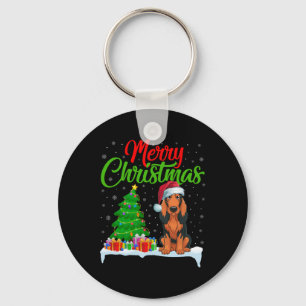 Coonhound Dog Christmas Tree Lights Xmas Coonhound Keychain