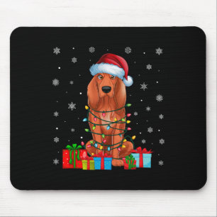 Coonhound Dog Ugly Xmas Lights Santa Coonhound Dog Mouse Pad