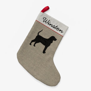Coonhound Silhouette with Text Small Christmas Stocking