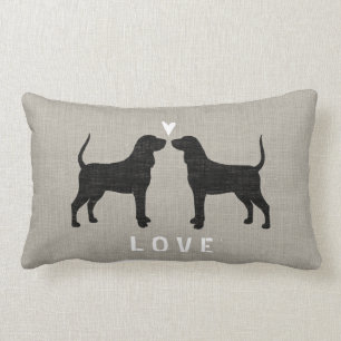 Coonhound Silhouettes with Heart and Text Lumbar Pillow