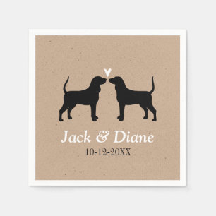 Coonhound Silhouettes with Personalized Text Napkin