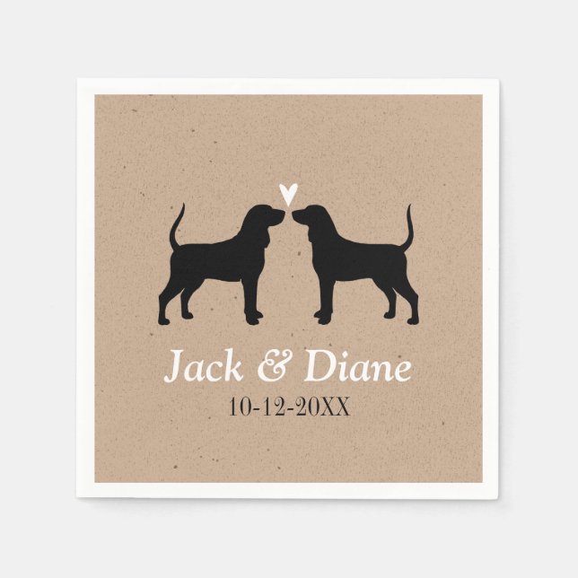 Coonhound Silhouettes with Personalized Text Napkin (Front)