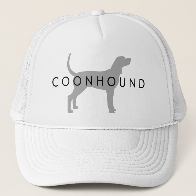 Coonhound (silver grey w/ text) trucker hat (Front)