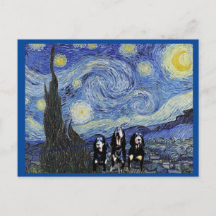 Coonhound Starry Night, Fine Art Spoof Postcard