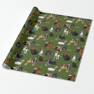 Coonhounds in Hats 2020 moss Wrapping Paper
