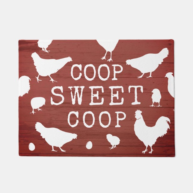 Coop Sweet Coop Homestead Chickens Hen House Doormat (Front)