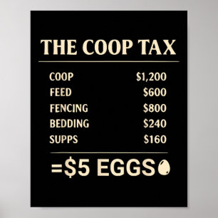 Coop Tax Funny Crazy Ckyard Chicken Lady Homestead Poster