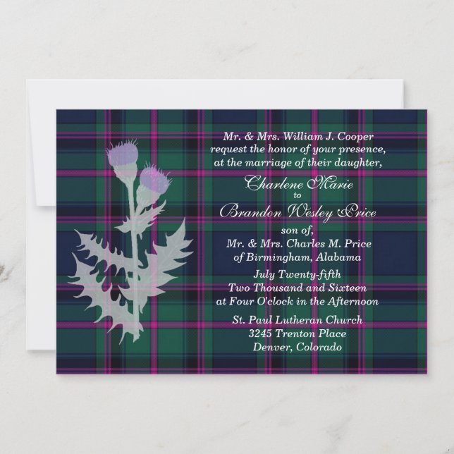 Cooper Clan Tartan Plaid Wedding Invitation (Front)