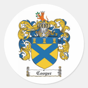 COOPER FAMILY CREST -  COOPER COAT OF ARMS CLASSIC ROUND STICKER