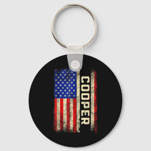 Cooper Last Name Shirt Cooper Name American Flag F Keychain