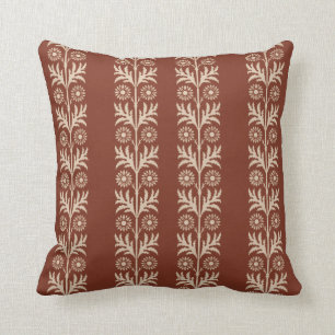 Cooper Red Arts and Crafts Floral Stripe Throw Pillow