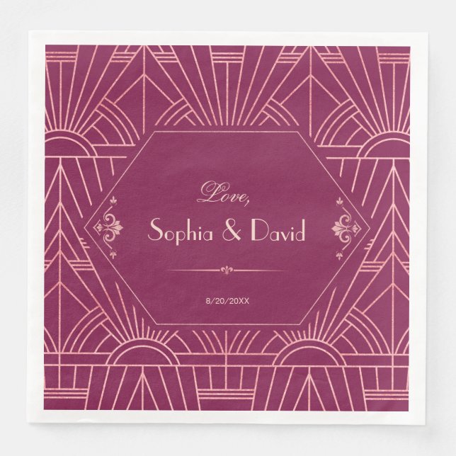 Cooper Rose Great Gatsby 1920s Wedding Napkin (Front)