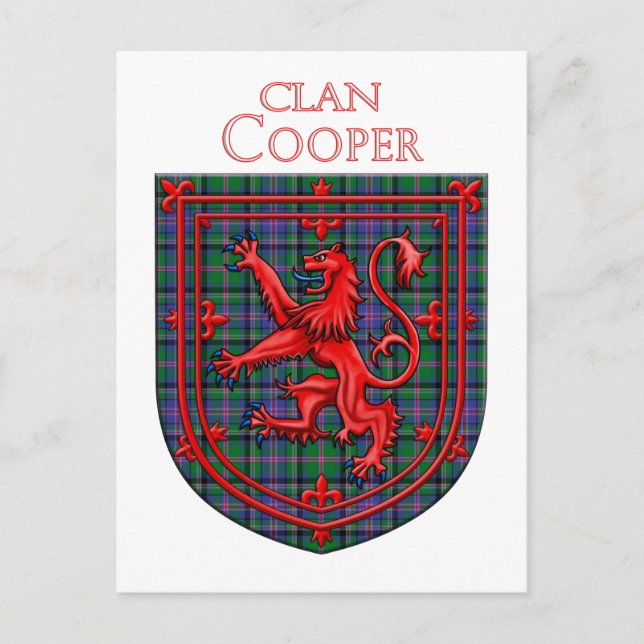 Cooper Tartan Scottish Plaid Lion Rampant Postcard (Front)