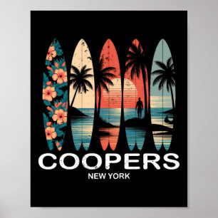 Coopers Beach New York Surfboard Surfing Retro _2 Poster
