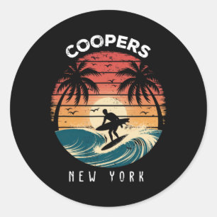 Coopers Beach New York Surfboard Waves Beach Classic Round Sticker