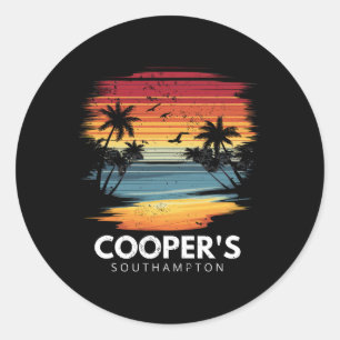 Cooper's Beach Southampton Surfboard Surfing Vinta Classic Round Sticker