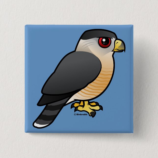 Cooper's Hawk 2 Inch Square Button (Front)
