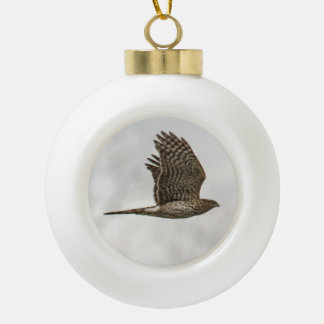 Cooper's Hawk Ceramic Ball Christmas Ornament
