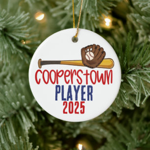 Cooperstown Baseball Player Ornament from Mom Dad