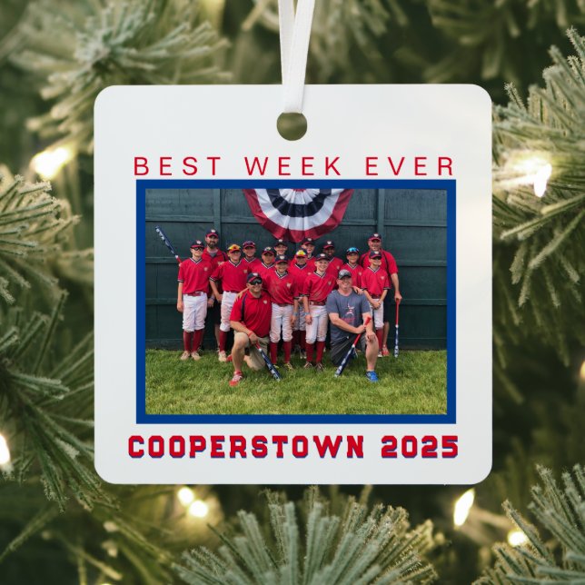 Cooperstown Baseball Team Photo Best Week Ever  Metal Ornament (Insitu)
