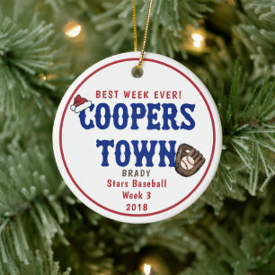 Cooperstown Best Week Ever Santa Hat Ceramic Ornament