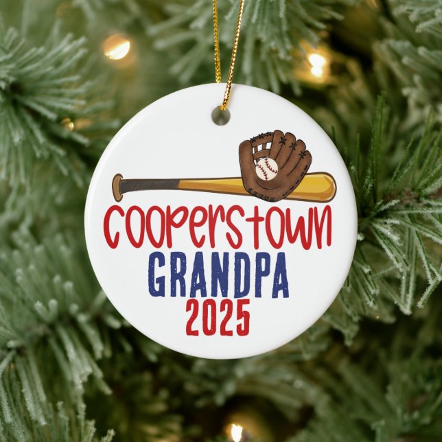 Cooperstown Grandpa Gramps Baseball Special Note Ceramic Ornament (Tree)