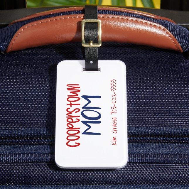 Cooperstown Mom Red Blue  Luggage Tag (Front Insitu 2)