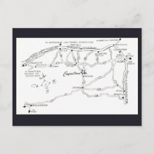 Cooperstown New York Map Postcard