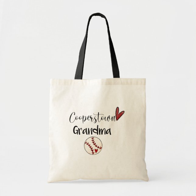Cooperstown NY Baseball Grandma Cute Script Sports Tote Bag (Front)