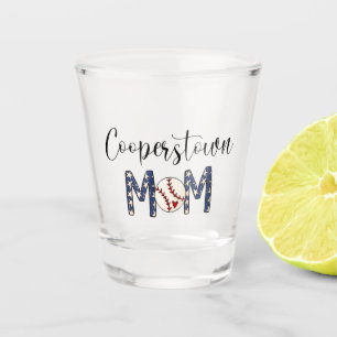 Cooperstown NY Baseball Mom Stars Script Team Moms Shot Glass