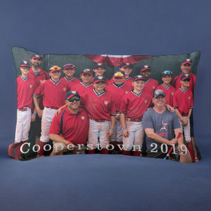 Cooperstown NY Baseball Team Photo Coaches Players Lumbar Pillow