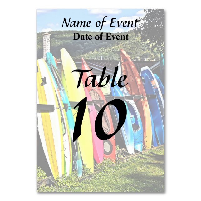 Cooperstown NY - Kayaks and Paddleboards Table Number (Back)
