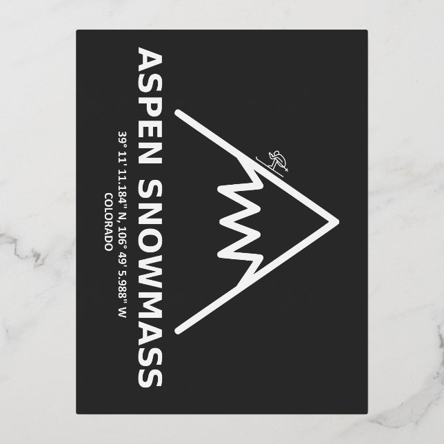 Coordinates Aspen Snowmass Colorado Foil Holiday Postcard (Front)