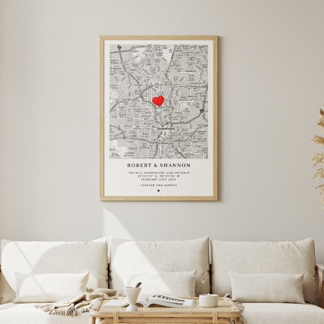 Coordinates Engagement Heart Wedding Couple Map Poster (Creator Uploaded)